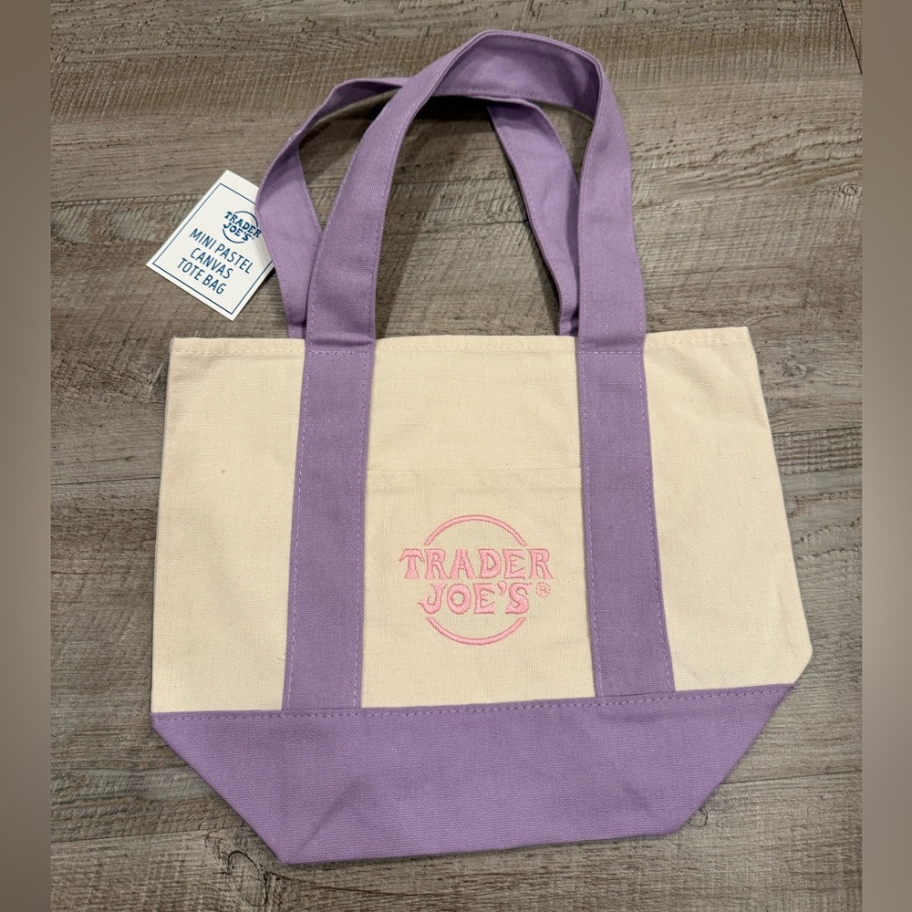 Trader Joe's Mini Tote Bag Pastel Purple
